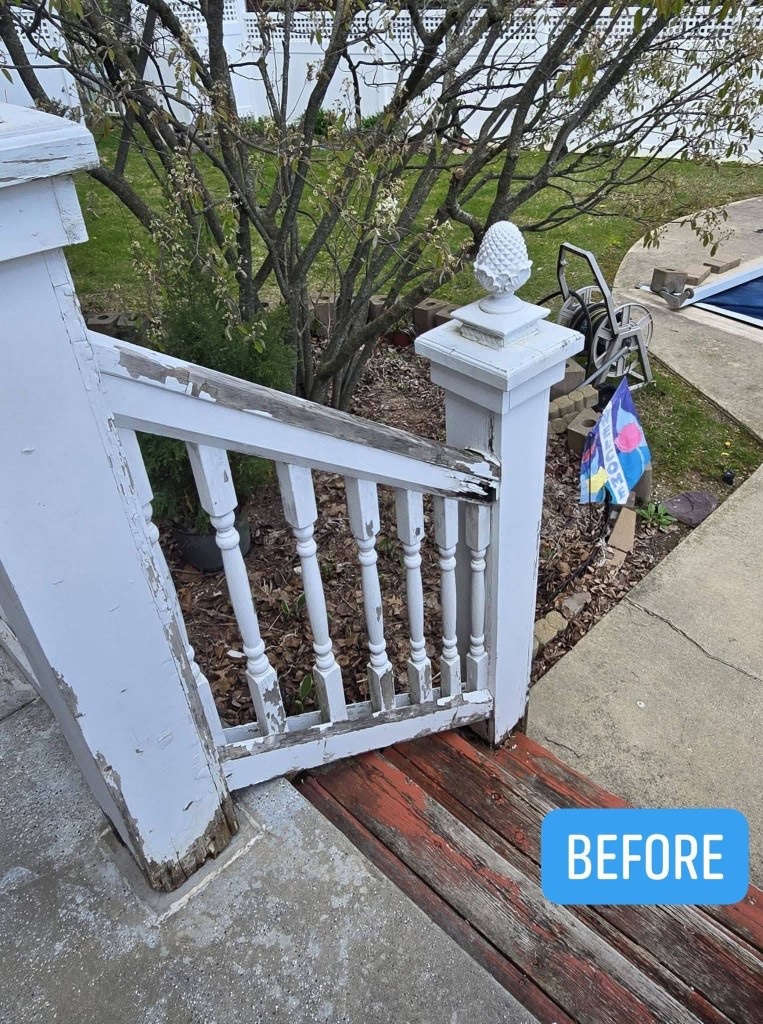 Before - Deck Railing Rebuild - Cherry Hill Village exterior restoration